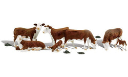 Woodland Scenics A2767 O, Hereford Cows, Brown Cows, 11 Pieces - House of Trains