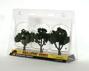 Woodland Scenics TR1507 Realistic Deciduous Trees, Medium Green, 3" to 4" (3 Trees) - House of Trains